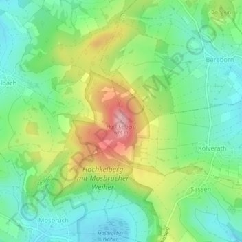 Mappa topografica Hochkelberg, altitudine, rilievo