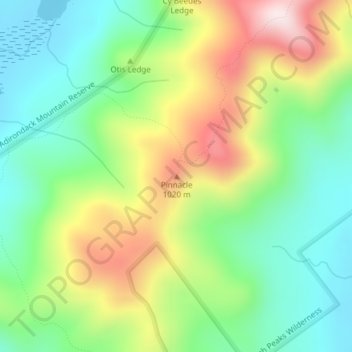 Mappa topografica Pinnacle, altitudine, rilievo