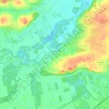 Mappa topografica Ottershausen, altitudine, rilievo