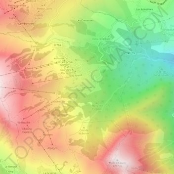 Mappa topografica Le Cruet, altitudine, rilievo
