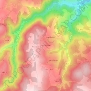 Mappa topografica Sagne Redonde, altitudine, rilievo