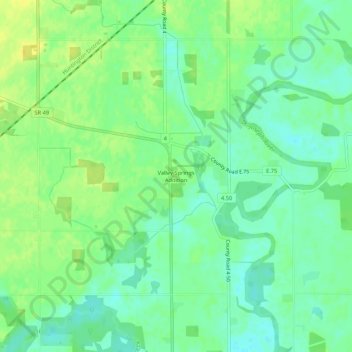 Mappa topografica Valley Springs Addition, altitudine, rilievo
