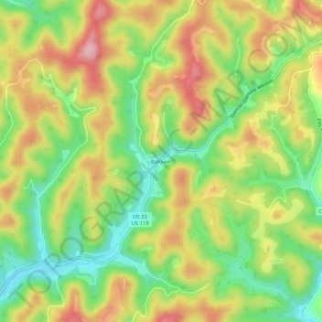 Mappa topografica Baldwin, altitudine, rilievo