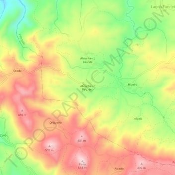 Mappa topografica Abrunheiro Pequeno, altitudine, rilievo