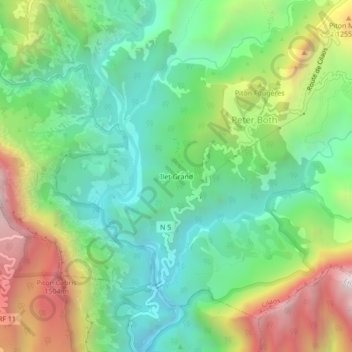 Mappa topografica Ilet Grand, altitudine, rilievo