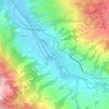 Mappa topografica Kappel, altitudine, rilievo
