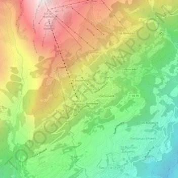 Mappa topografica Anzère, altitudine, rilievo