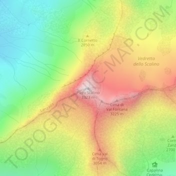 Mappa topografica Pizzo Scalino, altitudine, rilievo