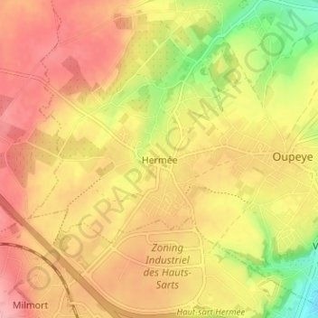Mappa topografica Hermée, altitudine, rilievo