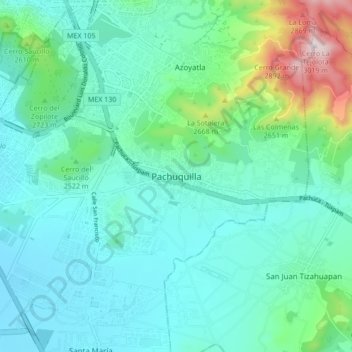 Mappa topografica Pachuquilla, altitudine, rilievo