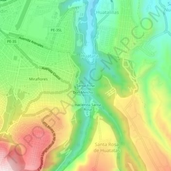 Mappa topografica Santa Rosa, altitudine, rilievo