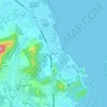 Mappa topografica Ban Sa Pam, altitudine, rilievo