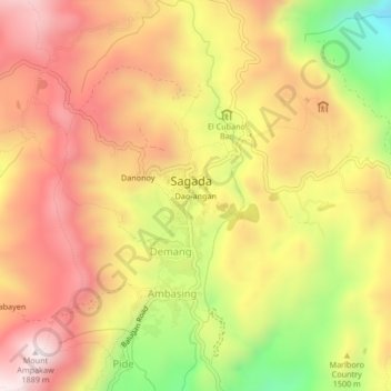 Mappa topografica Dao-angan, altitudine, rilievo