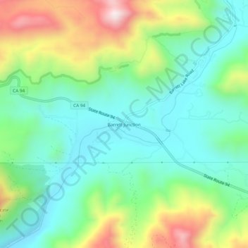 Mappa topografica Barrett Junction, altitudine, rilievo
