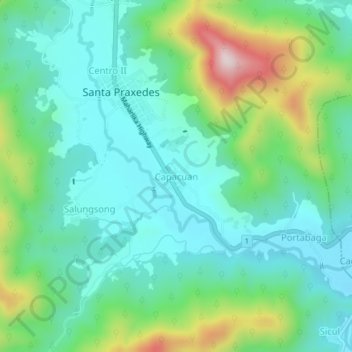 Mappa topografica Capacuan, altitudine, rilievo