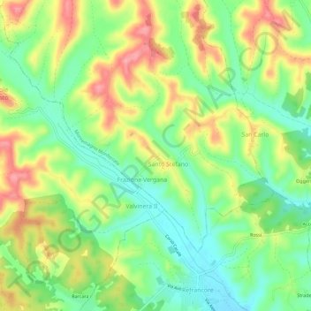Mappa topografica Ferreri, altitudine, rilievo
