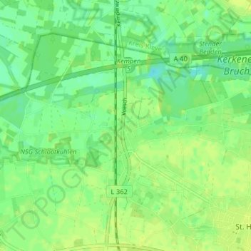 Mappa topografica Voesch, altitudine, rilievo