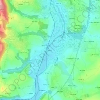 Mappa topografica Signan, altitudine, rilievo