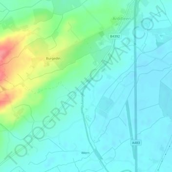Mappa topografica Burgedin Bottom Lock, altitudine, rilievo