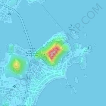 Mappa topografica Morro do Moreno, altitudine, rilievo