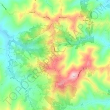 Mappa topografica Tessello, altitudine, rilievo