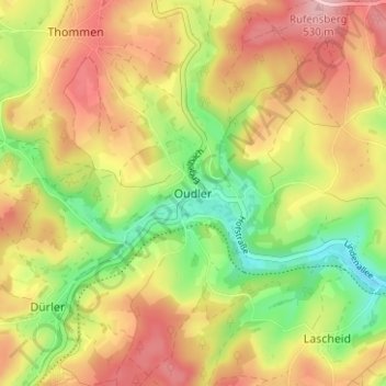Mappa topografica Oudler, altitudine, rilievo