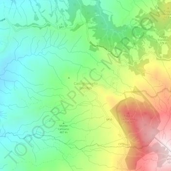 Mappa topografica Castiglioncello Bandini, altitudine, rilievo