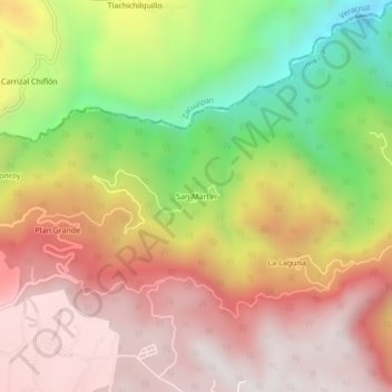 Mappa topografica San Martín, altitudine, rilievo