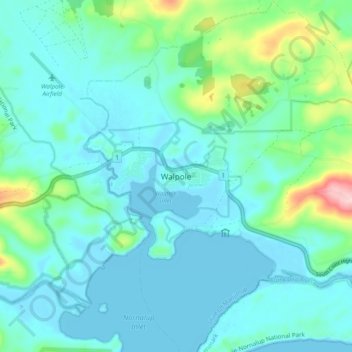 Mappa topografica Walpole, altitudine, rilievo
