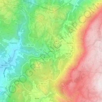 Mappa topografica Covelo, altitudine, rilievo