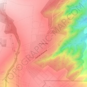 Mappa topografica Monte Alto, altitudine, rilievo