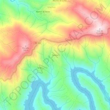 Mappa topografica Trinhão, altitudine, rilievo