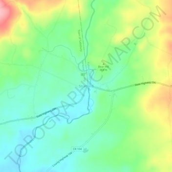 Mappa topografica Stratford, altitudine, rilievo