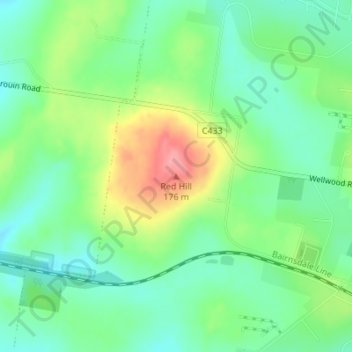 Mappa topografica Red Hill, altitudine, rilievo