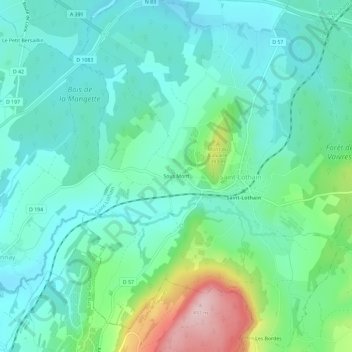 Mappa topografica Sous Mont, altitudine, rilievo
