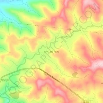 Mappa topografica Linha São Paulo, altitudine, rilievo