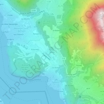 Mappa topografica Perroix, altitudine, rilievo