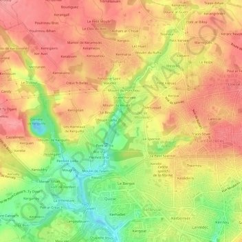Mappa topografica Kerléguer, altitudine, rilievo