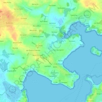 Mappa topografica Bourgerel, altitudine, rilievo