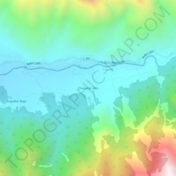 Mappa topografica Chupallar Alto, altitudine, rilievo