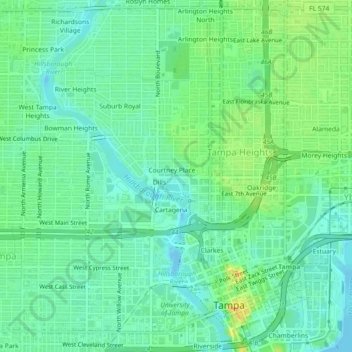 Mappa topografica Mathews Place, altitudine, rilievo