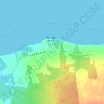 Mappa topografica Upper Gulf Shore, altitudine, rilievo