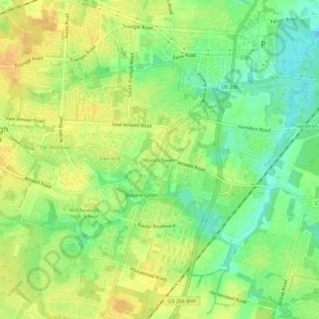 Mappa topografica Woods Tavern, altitudine, rilievo