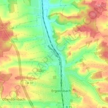 Mappa topografica Jellenkofen, altitudine, rilievo