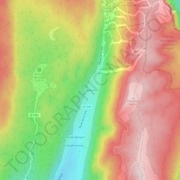 Mappa topografica L'Achard, altitudine, rilievo