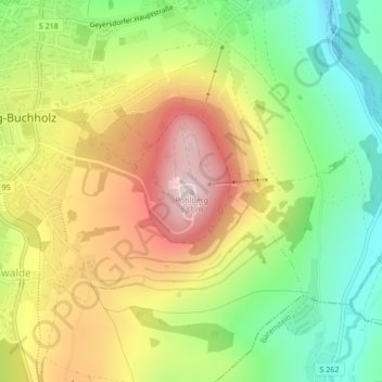 Mappa topografica Pöhlberg, altitudine, rilievo