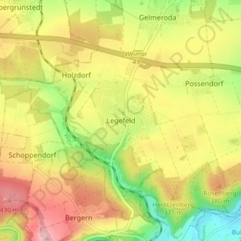 Mappa topografica Legefeld, altitudine, rilievo