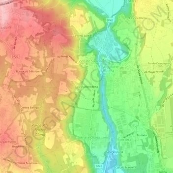 Mappa topografica Cascina Benedetta, altitudine, rilievo