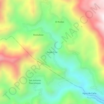Mappa topografica Santa Cruz, altitudine, rilievo