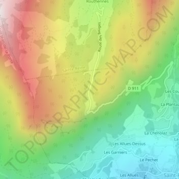 Mappa topografica Col du Frêne, altitudine, rilievo